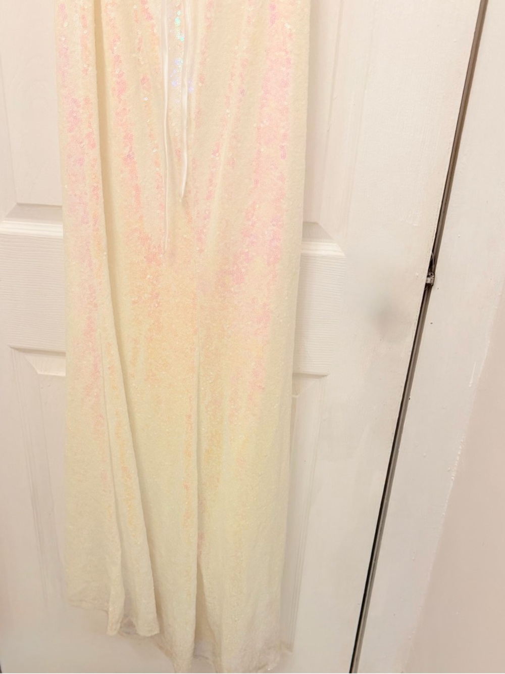B Darlin Ivory Iridescent Sequin Cowl Neck Maxi Dress - Picture 4 of 6